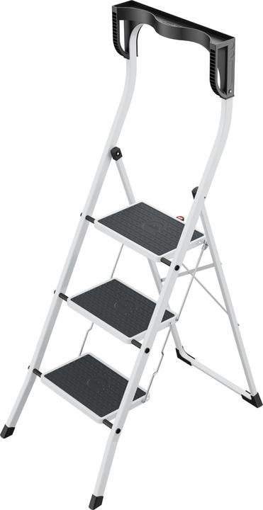 Hailo K75 ComfortLine, Stahl-Trittleiter, 3 Stufen (Trittleiter, 133 cm)