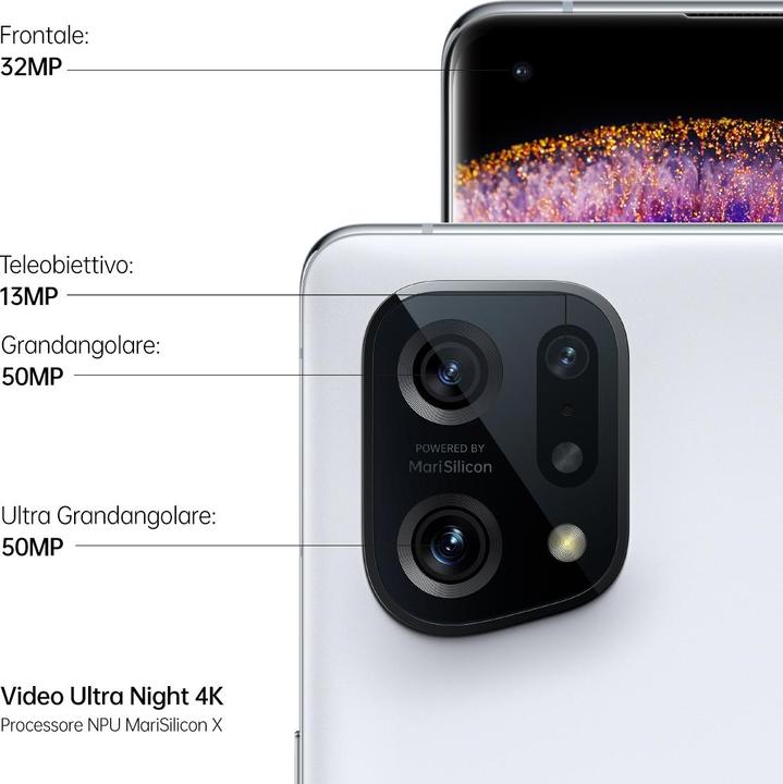 Image du produit OPPO Find X5 (256 Go, Blanc, 6.55", SIM + eSIM, 50 Mpx, 5G)
