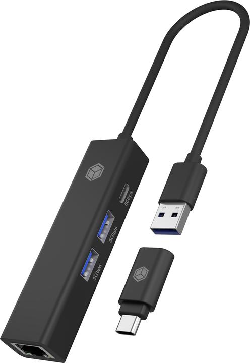 Actual product image Icy Box IB-HUB1439-LAN (USB-A, USB-C, 4 Ports)