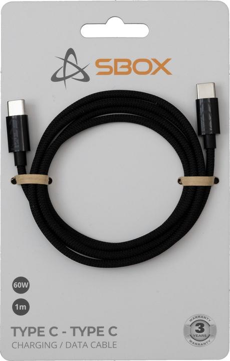Image du produit Sbox Type C - Type C M/M 1m noir TYPEC-1-B (1 m, 60 W)