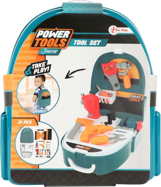 Toi-Toys Elektrowerkzeug-Werkzeugset im Rucksack, 21-tlg.