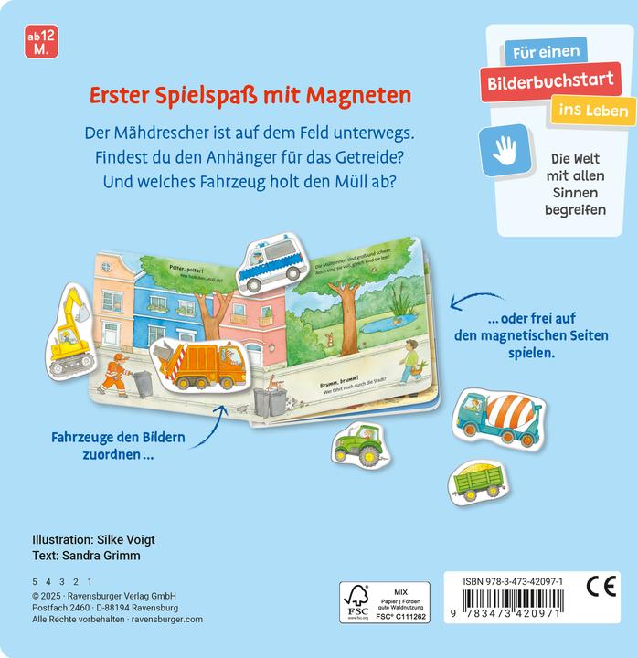 Produktbild Ravensburger Mein erstes Magnetbuch: Was fährt wo? Fahrzeuge - Magnet-Spielbuch ab 12 Monaten, Kinderbuch ab 1 (Deutsch)