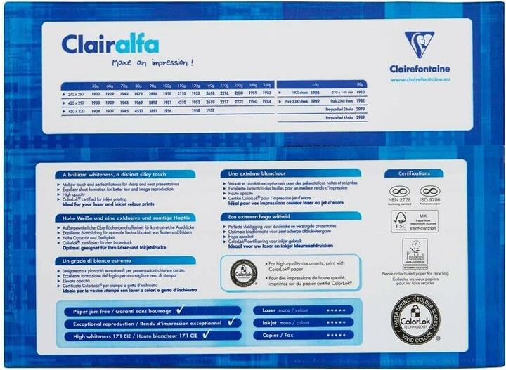 Produktbild Clairefontaine Clairalfa (160 g/m², 250 x, A4)