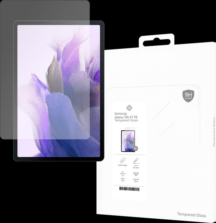 Cazy Protective glass compatible with Samsung Galaxy Tab S7 FE screen protector tempered glass - 2 pieces (2 Piece, Galaxy Tab S7 FE)