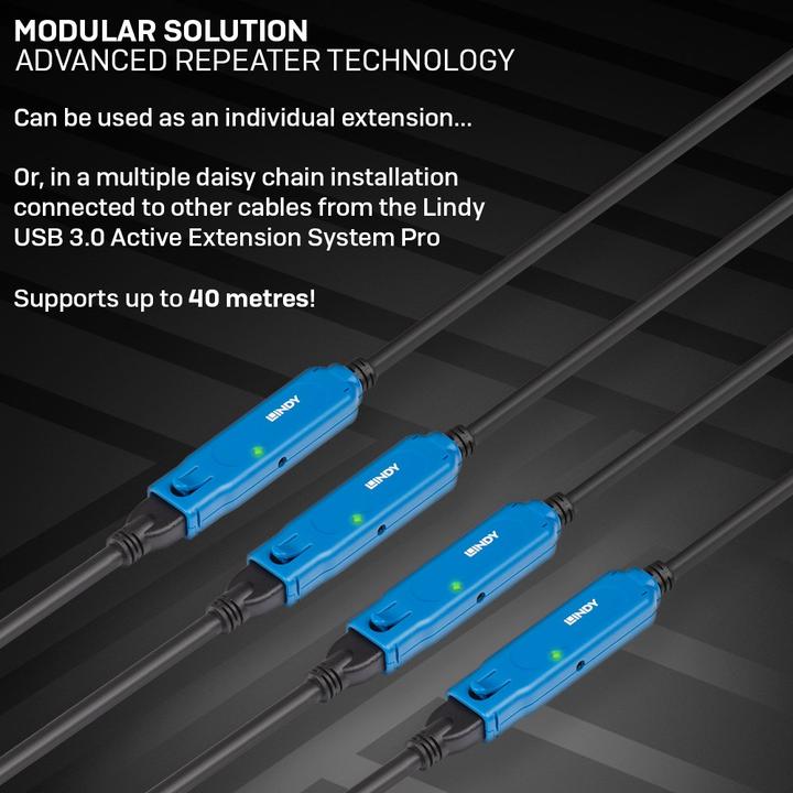 Actual product image Lindy USB 3.0 Active Extension Cable Pro (10 m, USB 3.0)