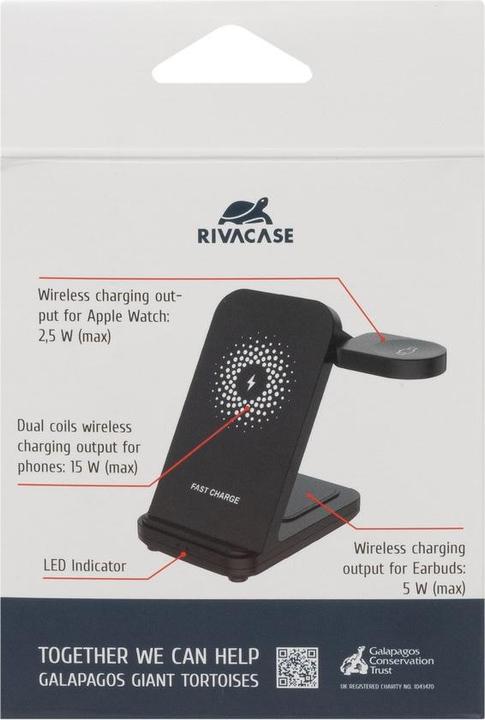 Image du produit Rivacase VA4916 WH3 Chargeur sans fil 3 en 1, charge 3 appareils simultanément, certifié Qi (15 W)