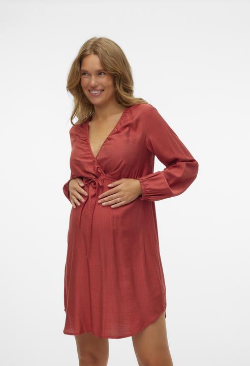 Produktbild Mamalicious Normal geschnitten V-Ausschnitt Elastische Bündchen Kurzes Kleid Kleid (XL)