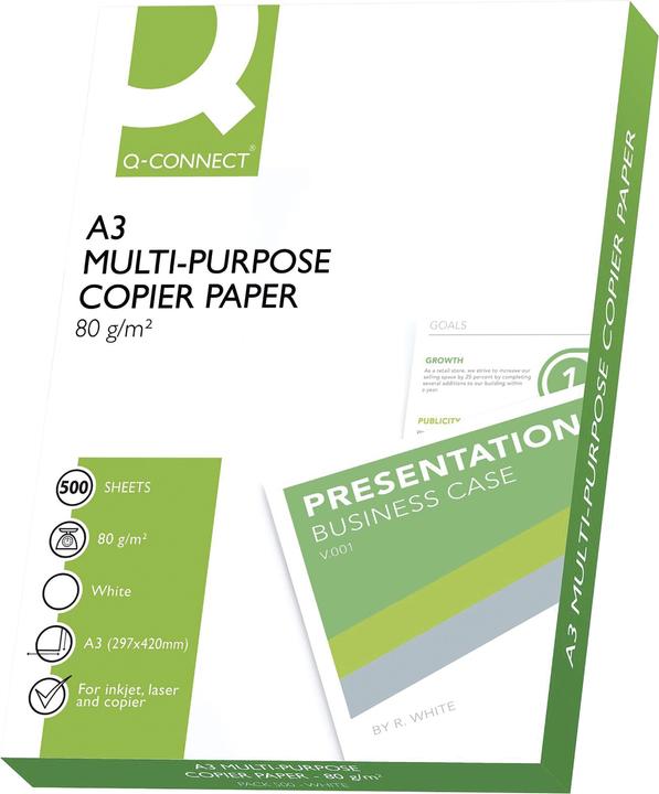 Produktbild Q-Connect Universalpapier, hochweiss, ab 5 Stück (80 g/m², 500 x, A3)