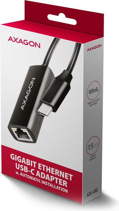 Actual product image Axagon ADE-ARC, USB-C 3.2 Gen 1 - Gigabit Ethernet s????ov?? karta, Realtek 8153, auto instal (USB-C 3.2 Gen 1, RJ45 (1x))