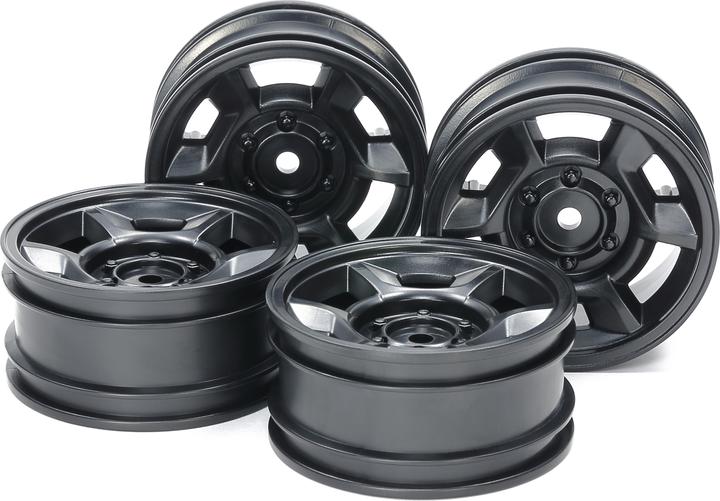 Actual product image Tamiya CC-02 6 Spoke Wheels black (4) Offset +4