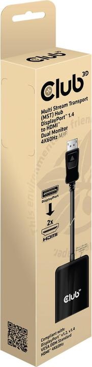 Actual product image Club 3D Club3D Multi Streaming Transport Hub 1xDP->2xHDMI (HDMI, 20 cm)