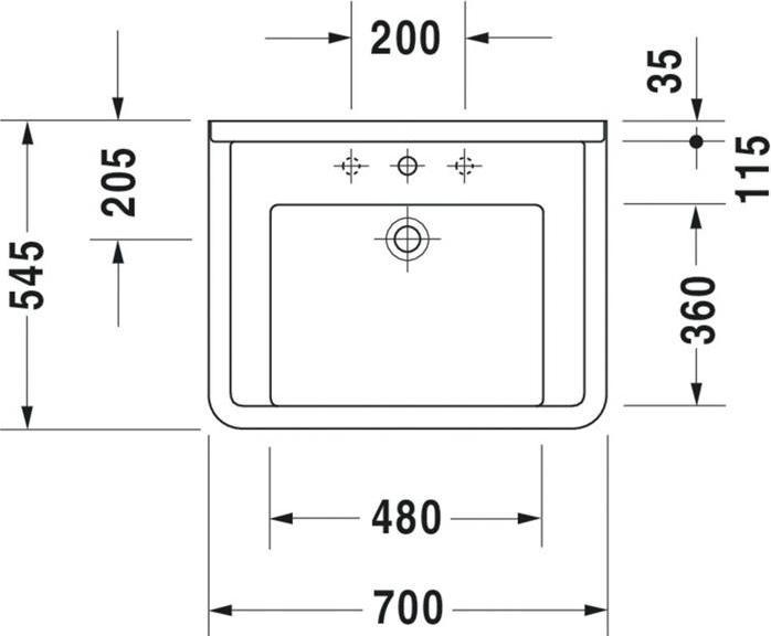 Produktbild Duravit Waschtisch STARCK 3 VITAL m ÜL HLB 700x545mm 1 Hahnloch weiss WG (545 mm, 700 mm)