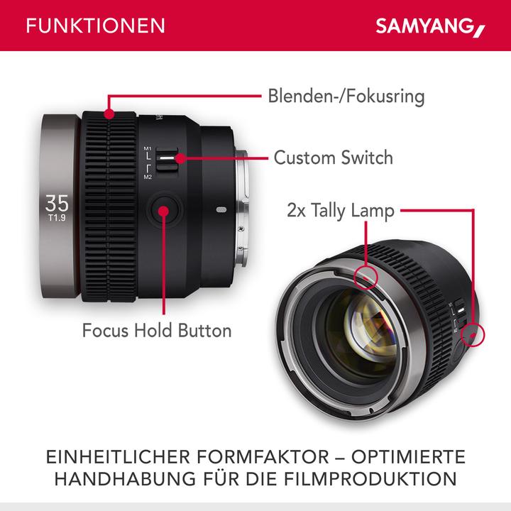 Produktbild Samyang V-AF 35mm f/1.9 FE Sony E (Sony E, APS-C / DX, Vollformat)