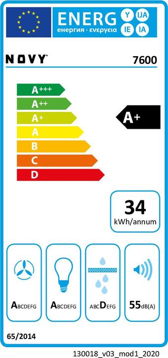 Label énergétique NOVY Flatline 7600 (Hotte murale)