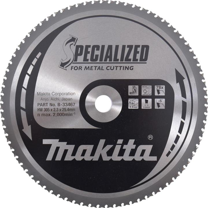 Produktbild Makita SPECIALIZED Kreissägeblatt für Metall 305 x 25,4 x 2,3 mm 78 Zähne ( B-33467 ) für Kaltkreiss
