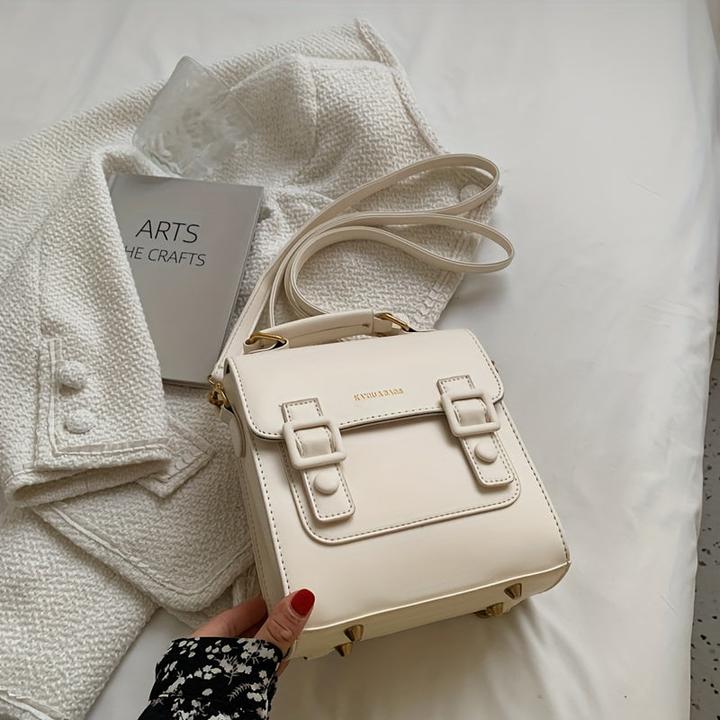 Image du produit Only-Bags.Store Sac à dos vintage à rabat, sac d'école à décor de boucles, sac à bandoulière à poignée supérieure
