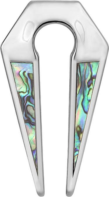 Star Piercing Ohrgewicht Schlüsselloch silber zwei Spitzen mit Abalone (ohne Messing, Chirurgenstahl 316L)