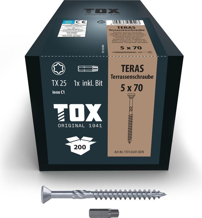 Tox TERAS 5,0 x 70 (200 pz.) (200 Viti per pezzo)