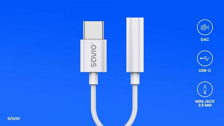 Immagine prodotto Savio Adattatore audio - USB Tipo 3.1 C M - Jack 3.5mm F - Bianco AK-51 (0.11 m, USB)