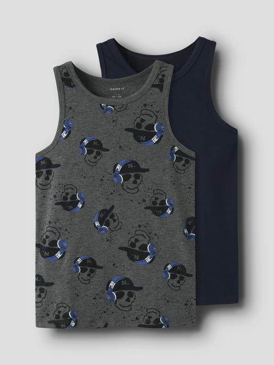 Actual product image Name it Nkmtank Top 2p Dark Grey Mel Skull Noos (158, 164)