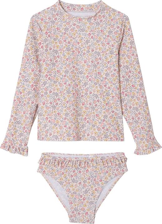 Vertbaudet Mädchen-Set mit UV-Schutz: Badeshirt & Bikinihose mit Rüschen