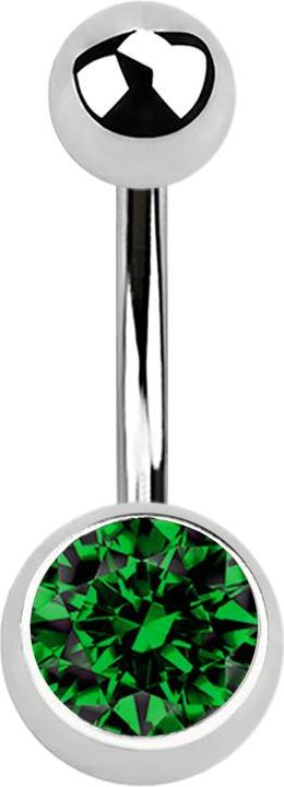 Star Piercing Banane silber mit Kugel und Kugel Kristall grün (Chirurgenstahl 316L)