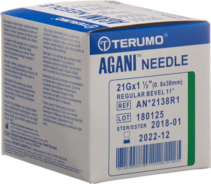 Terumo Agani Einmalkanüle 21G 0.8x38mm grün (100 Stk)