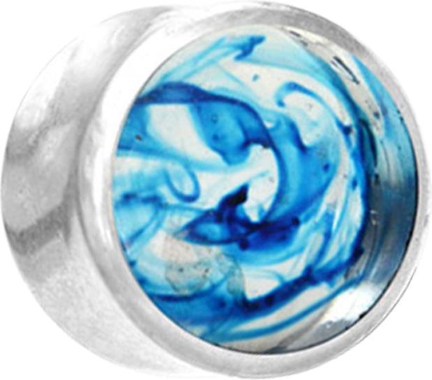 Produktbild Star Piercing Flared Plug silber färbung blau Epoxy transparent (Organisch, Messing)