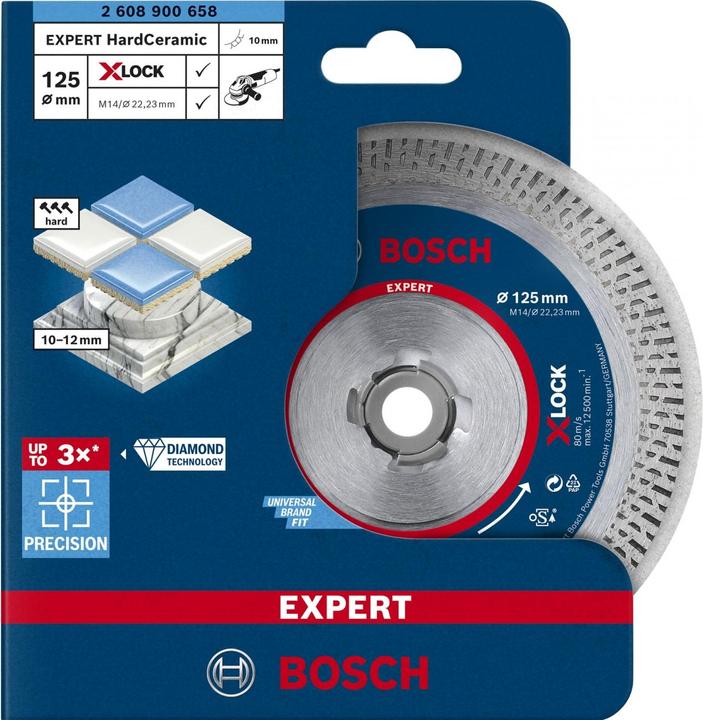Immagine prodotto Bosch Professional Zubehör Dischi da taglio diamantati Expert HardCeramic X-LOCK, 125 x 22,23 x 1,4 x 10 mm