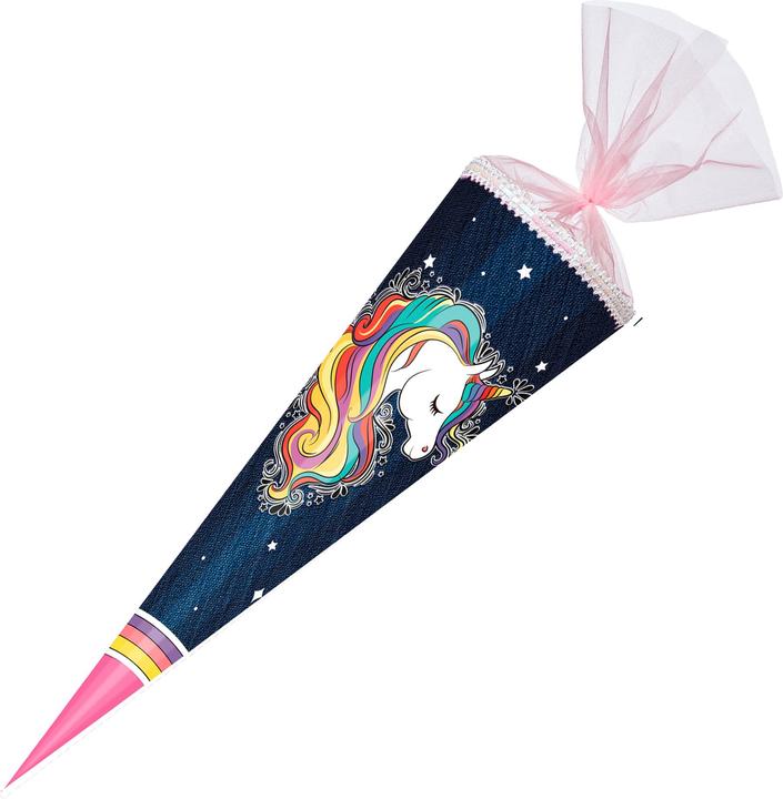 Actual product image Neutral School cone unicorn rainbow blue/pink (85 cm, 12 x)
