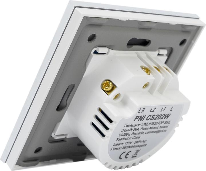 PNI Leiterkopfschalter und Doppelkreuzkopfschalter mit Glasberührung CS202W, weiss mit LED-Anzeige, 8