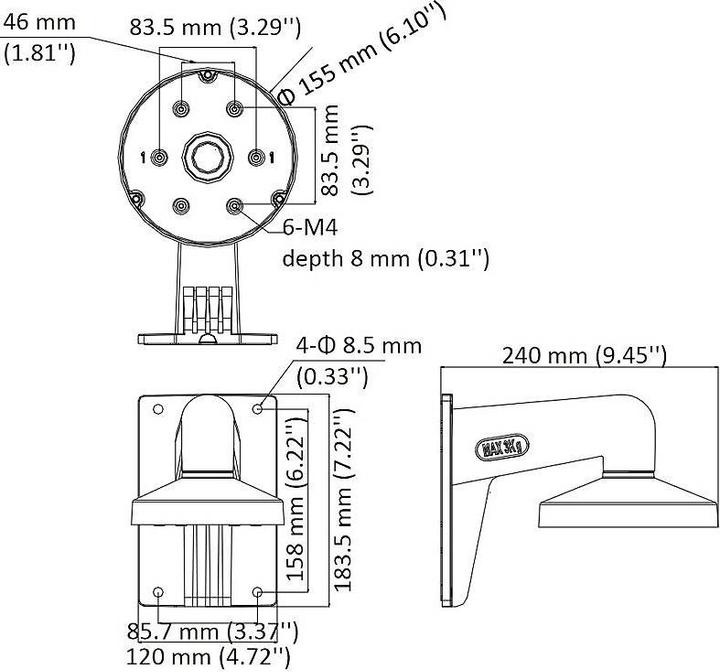 Nährwerte und Zutaten Hikvision DS-1473ZJ-155-Y Wandhalterung (Montage-Kit)