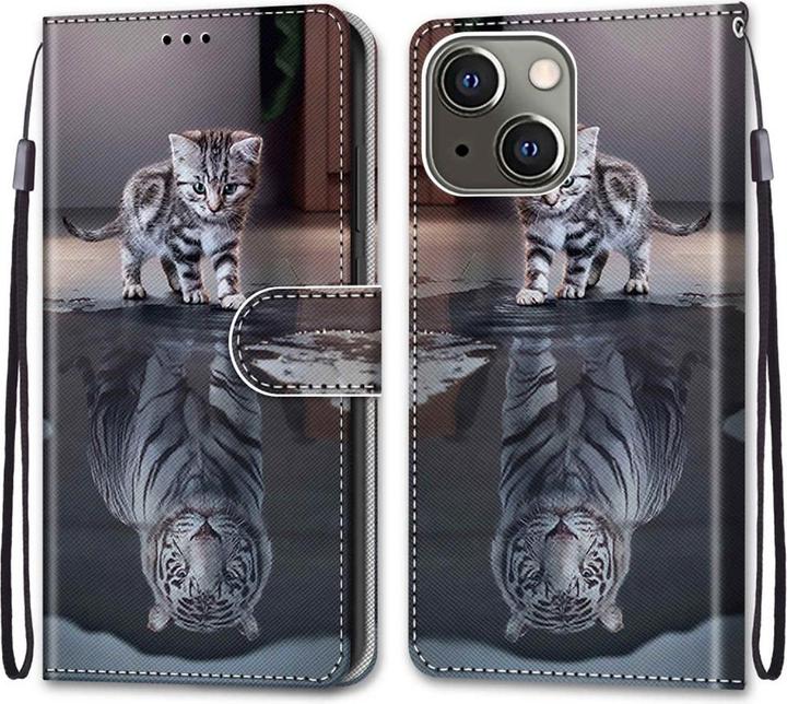 Produktbild Cover-Discount iPhone 13 mini - Lederetui Hülle Katze (Apple iPhone 13 mini)