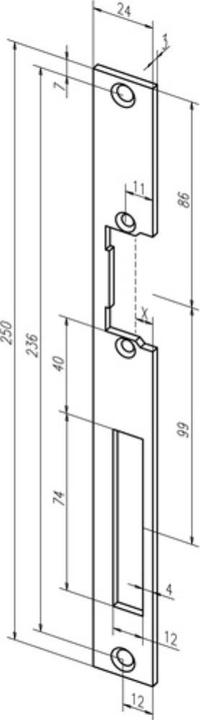 Actual product image Assa Abloy Flat striking plate 338 galvanised steel angled width 24 x length 250 mm DIN left / right (Door handle)