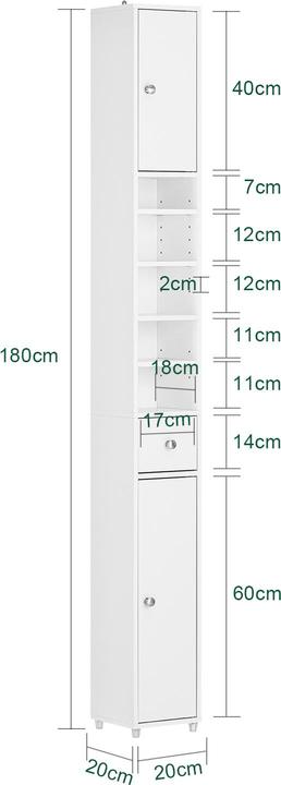 Nutritional values and ingredients SoBuy Bathroom tall unit (20 x 20 x 180 cm)