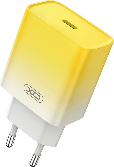 Produktbild xO Wandladegerät CE18 PD 30W 1x USB-C gelb-weiss + Kabel USB-C - Lightning (30 W)
