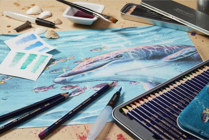 Image du produit Derwent Crayon de couleur Inktense Set 24 étui métallique (Multicolore, multicolore, 24 x)