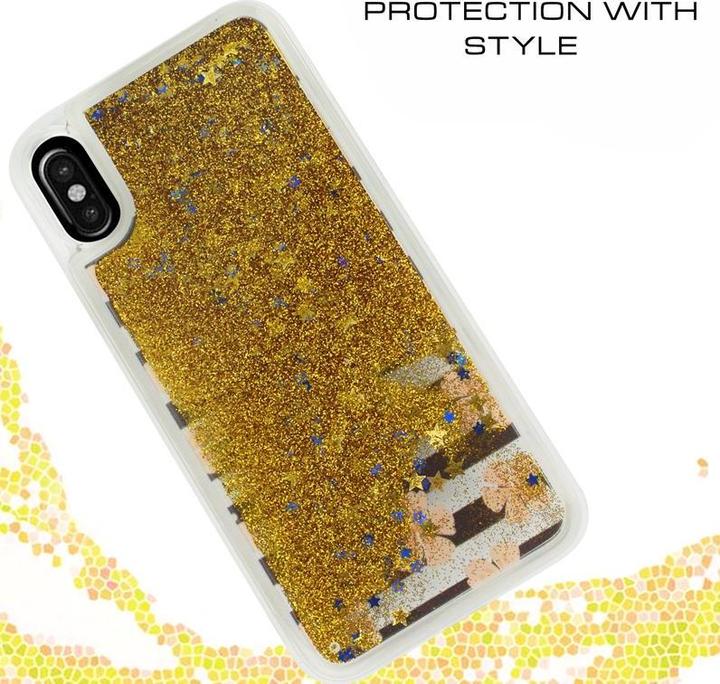 Actual product image Zizo Liquid Glitter Star Case - iPhone X Case (Pink Flowers) (Apple iPhone X)