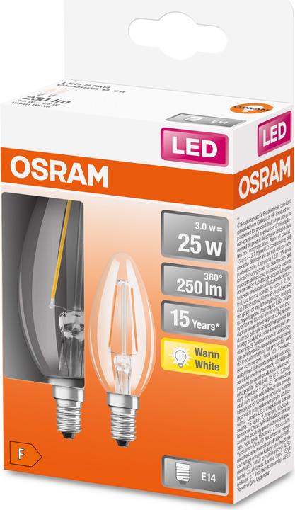 Produktbild Osram Led Retrofit Classic B (E14, 2.50 W, 250 lm, 2 x, F)