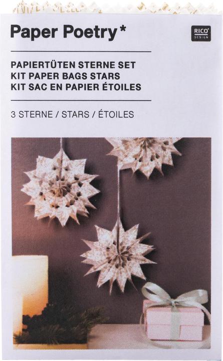 Produktbild Rico Design Papiertüten Sterne-Set "Merry Christmas", klein, Weiss (Geschenktüte, 3 x)