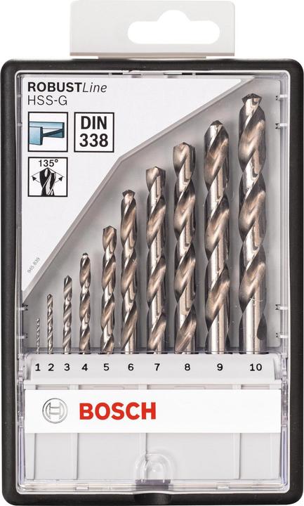 Produktbild Bosch Professional Zubehör PRO Metal HSS-G Spiralbohrer-Set, 10-tlg. (3 mm, 2 mm, 1 mm, 9 mm, 10 mm, 4 mm, 5 mm, 6 mm, 7 mm, 8 mm)