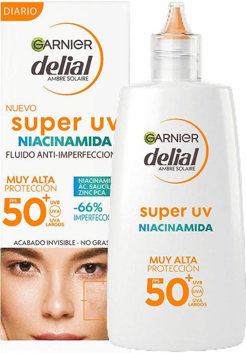 Actual product image Garnier Delial Super UV Niacinamide Anti-Blemish SPF50+ 40ml (Sun cream face, SPF 50+, 40 ml, 0.04 g)