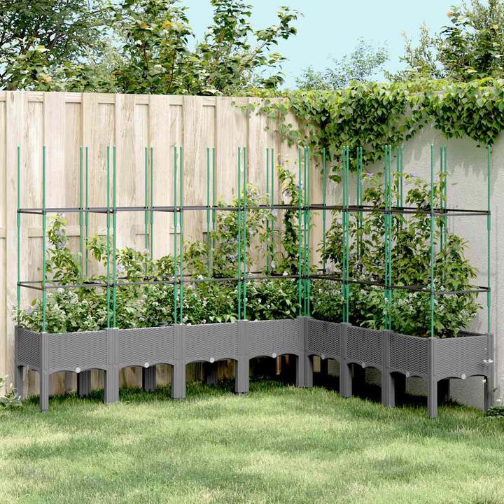 Image du produit VidaXL Bac à plantes avec treillis PP