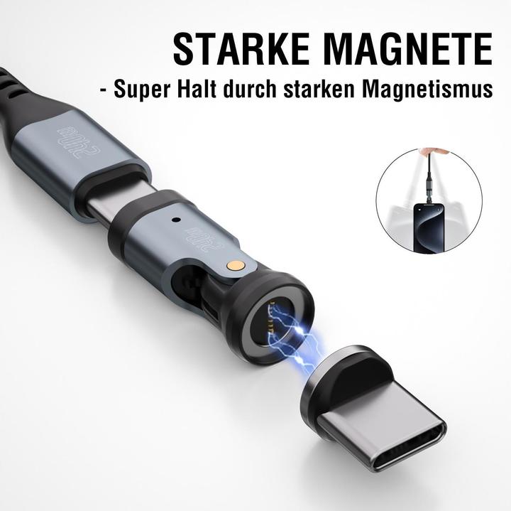 Immagine prodotto 4smarts USB-C 540° Magnetkabel-Set GravityCord (1.80 m, USB 2.0, 240 W)