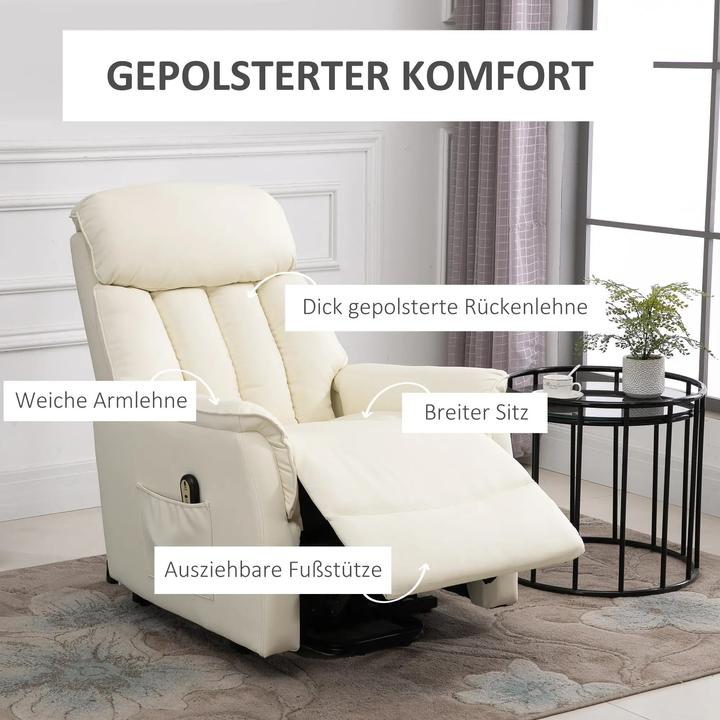 Produktbild Swisshandel24 Aufstehsessel Fernsehsessel Sessel mit Aufstehhilfe elektrisch Liegefunktion Kunstleder Beige, 80 x