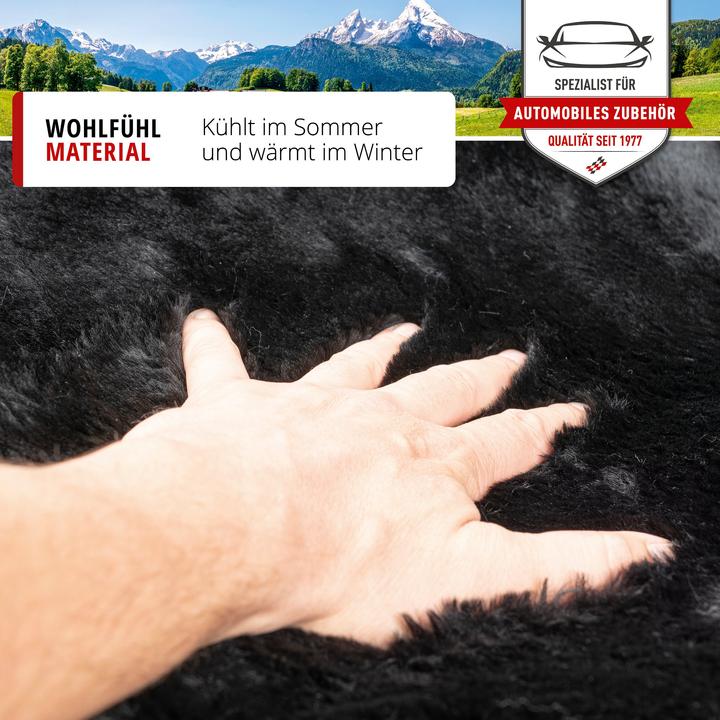 Produktbild Walser Autositzbezug Maya aus Lammfell, PKW-Schonbezug Einzelsitz, Lammfellbezug schwarz