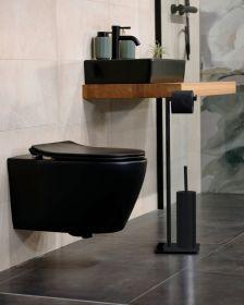 Produktbild Wenko Stand WC-Garnitur Mod. Recco Schwarz aus lackiertem Stahl