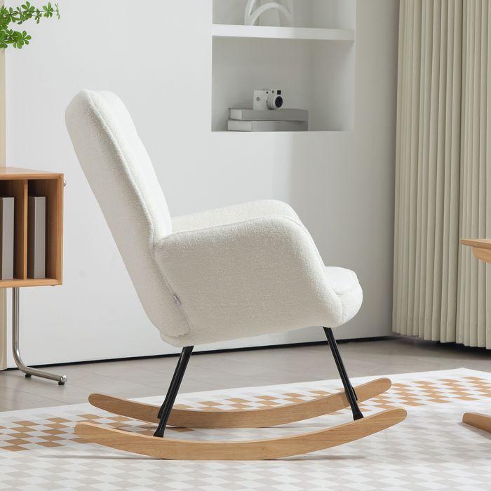 Produktbild Swisshandel24 Schaukelstuhl Sessel Relaxsessel bis 120 kg, Polyester, Weiss 98x71x101cm
