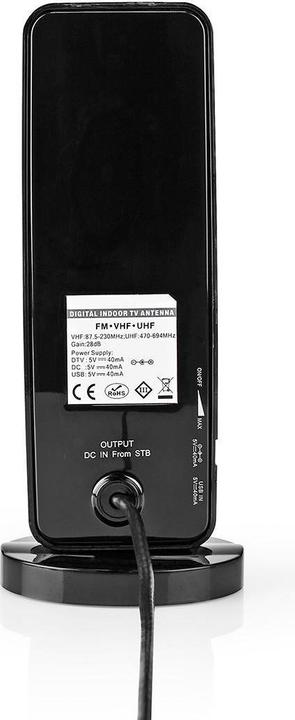 Produktbild Nedis Innenantenne Aktiv FM/UHF/VHF Empfangsbereich: 0-15 km LTE700 Verstärkung dBi (bei Antennenkab (Zimmerantenne, 28 dB, LTE, UKW / MW / LW)