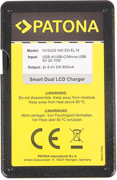 Produktbild Patona Ladegerät Smart Dual LCD USB Nikon Akku EN-EL14 (Kamera Akku Ladegerät)